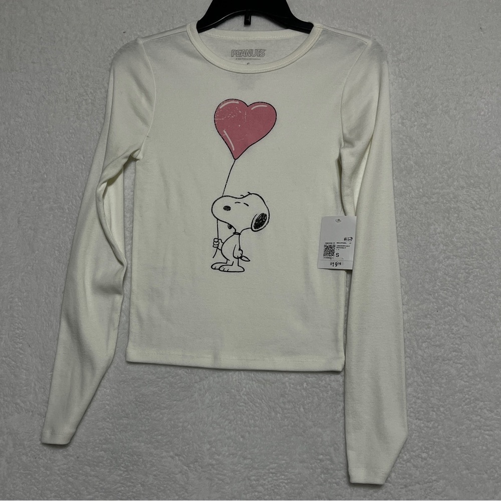Peanuts X Forever 21 Collaboration NWT Snoopy Ribbed Long Sleeve Tee Small